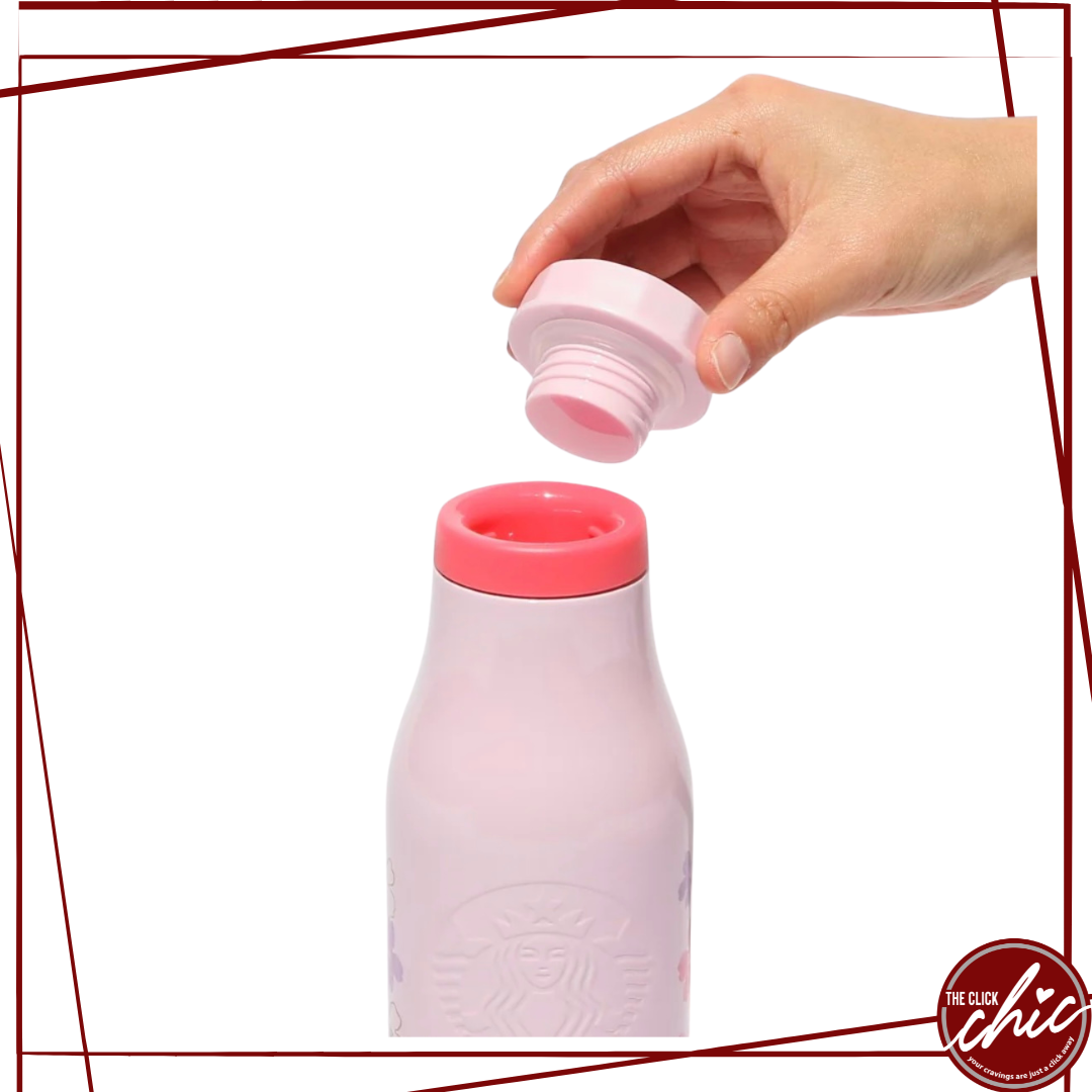 Pre-order: Stainless Steel Logo Bottle Baby Pink 473ml