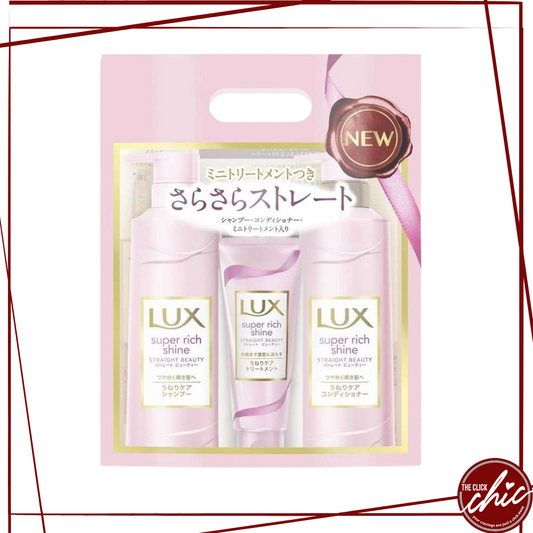 Lux Super Rich Shine Straight Beauty Shampoo Conditioner Moisturizing Pump Pair + Bend Care Treatment