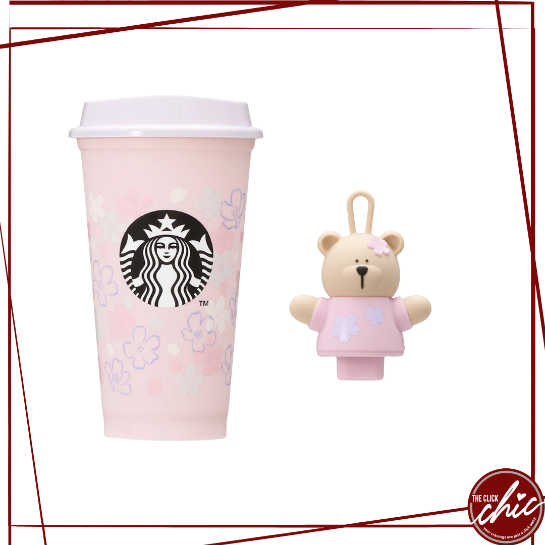 Starbucks Japan Sakura 2023 Reusable Cup and Hole Cap Bearista 473