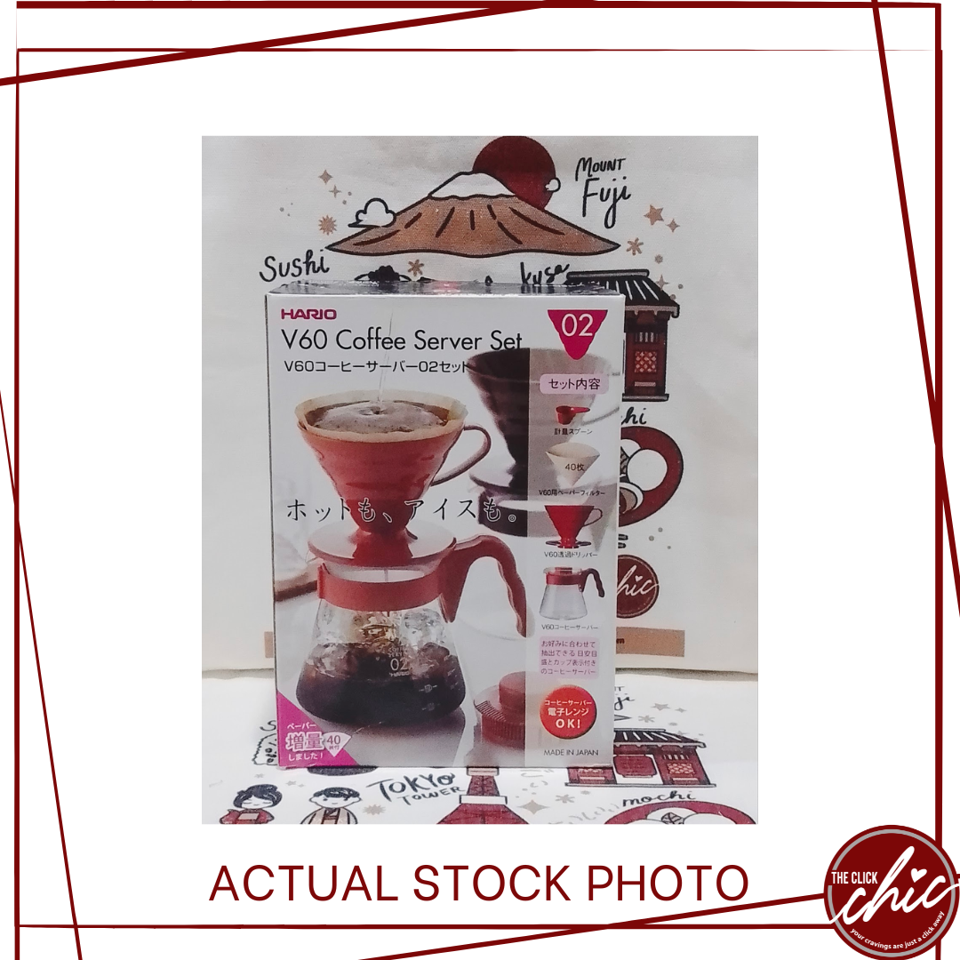 Hario Coffee Server V60 02 Set Coffee Drip for 1-4 Cups Red